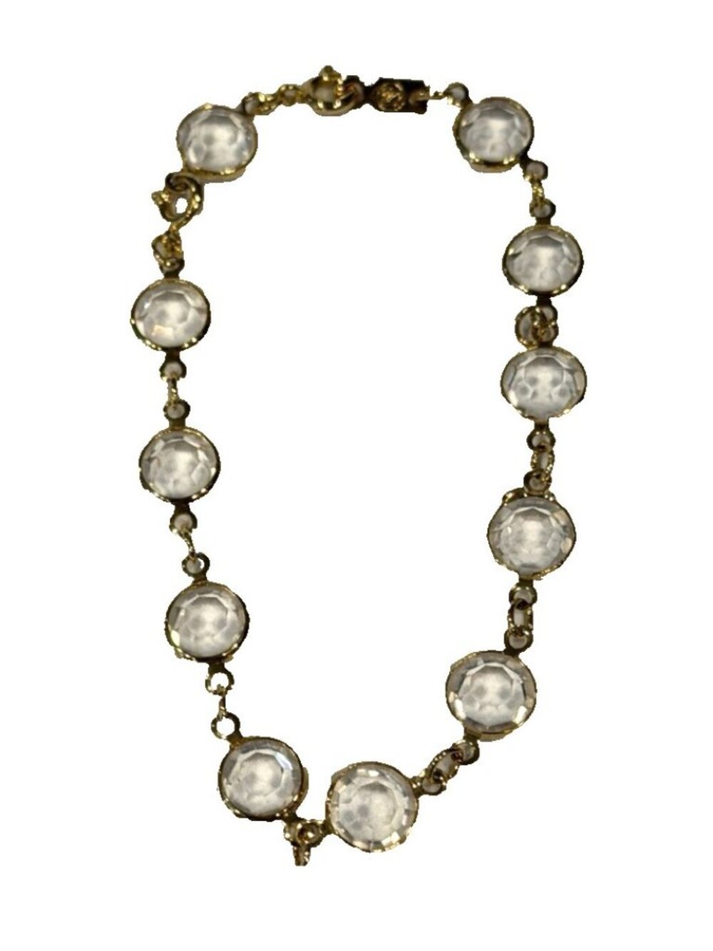 Swarovski Swan Clear Bezel Crystals Goldtone Bracelet Vintage 8.5"